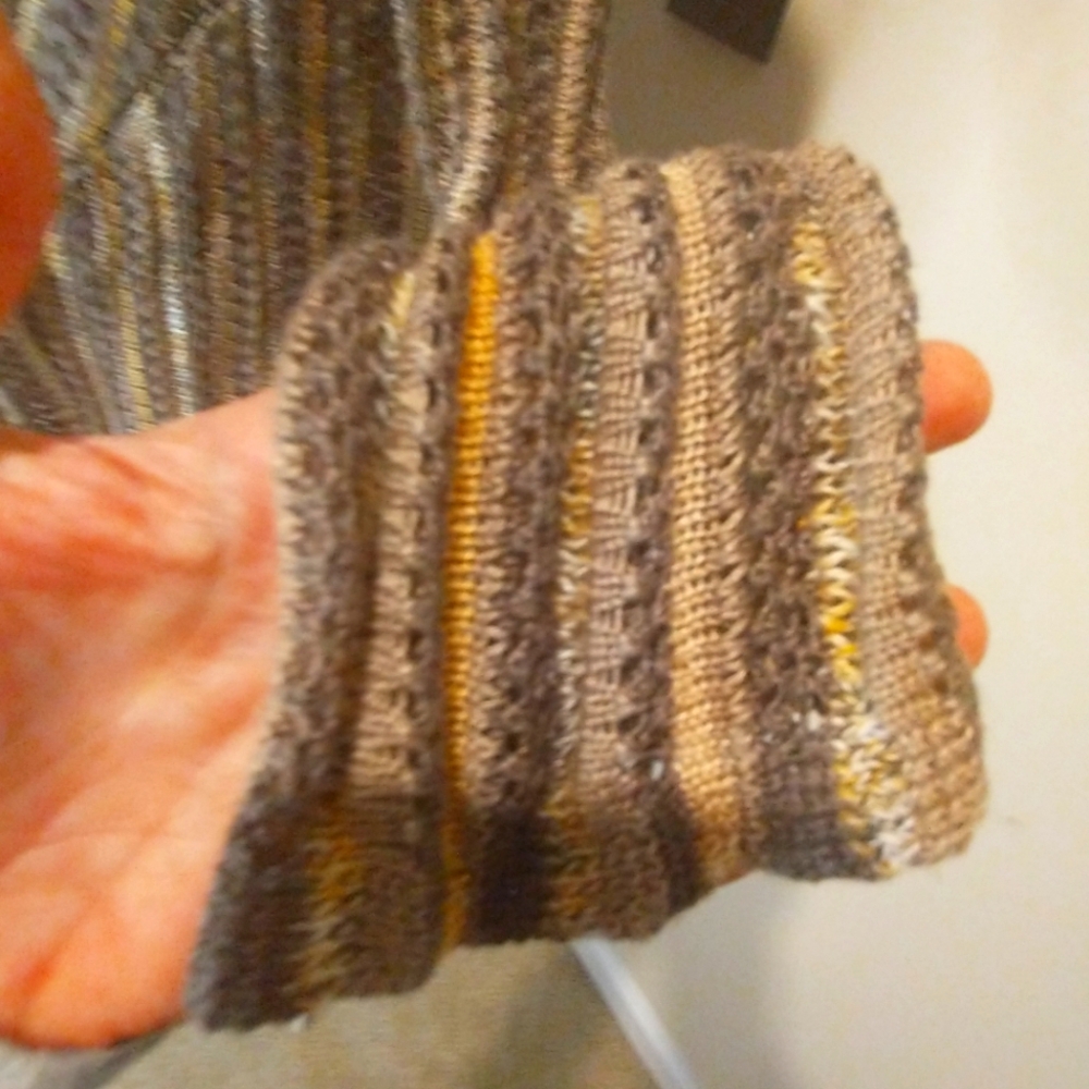 Nic +Zoe  Crochet Gold And Taupe  Cardigan With Tie Front - Picture 4 of 11